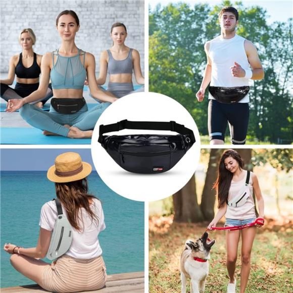 Large Crossbody Fanny Pack with 4-Zipper Pockets Gym Sports Festival Workout - Picture 4 of 6